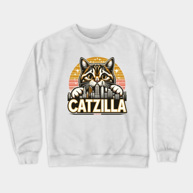 Catzilla Funny Crewneck Sweatshirt by Nessanya
